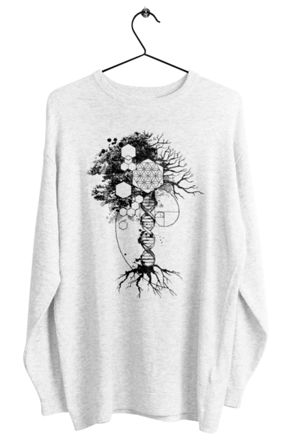 Світшот жіночий з принтом "Древо життя". Геном людини, дерево життя, золотий перетин, квітка життя, сакральна геометрія, таємниця світобудови, таємниця числа фібоначчі, число бога, число фібоначчі. 2070702