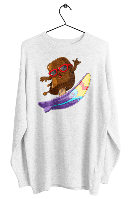 Світшот жіночий з принтом "Мороженко На Серфі". Літо, морозиво, окуляри, серфінг. 2070702