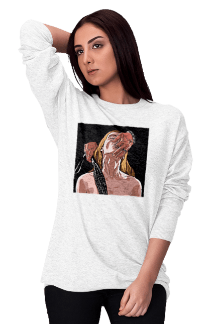 Women`s sweatshirt with prints Girl Captive Man With Whips. Passion, suck, whip. 2070702
