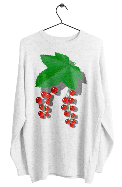 Світшот жіночий з принтом "Порічки Червоні". Делікатес, зріла, їжа, листя, літо, порічки, порічки червоні, смачно, смородина, стигла, урожай, червона, червона смородина, ягідка, ягода, ягоди. 2070702