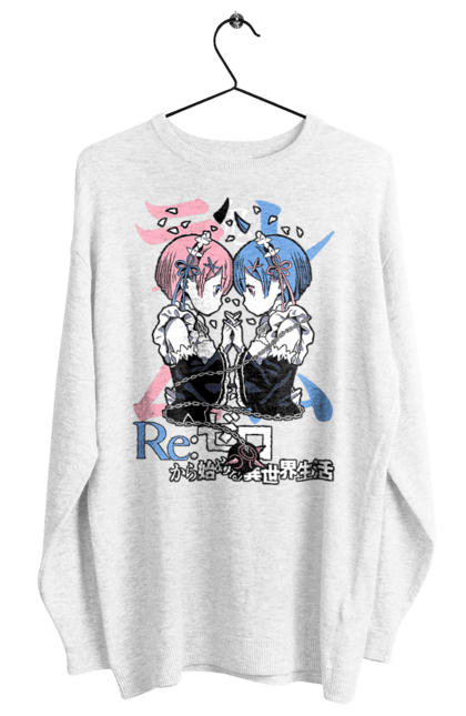 Світшот жіночий з принтом "Re:Zero". Anime, manga, ram, re:zero, rem, аніме, драма, манга, рам, рем. 2070702