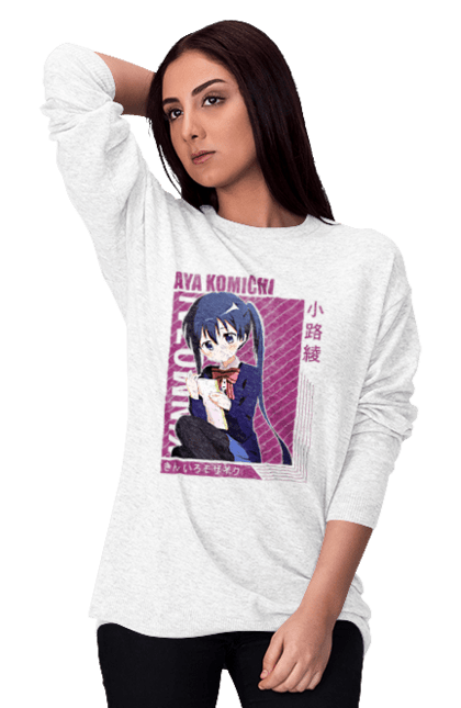 Women's sweatshirt with prints Kiniro Mosaic Aya Komichi. Anime, aya komichi, gold mosaic, kiniro mosaic, kinmoza, manga. 2070702