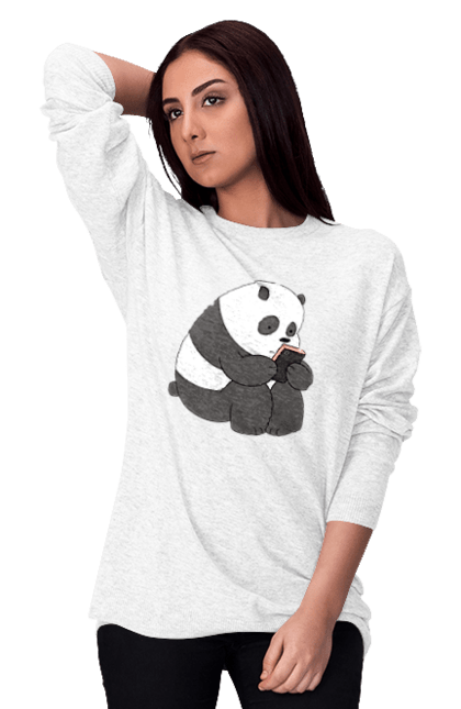 Світшот жіночий з принтом "Панда". Panda, медведь, мишка, панда. Milkstore