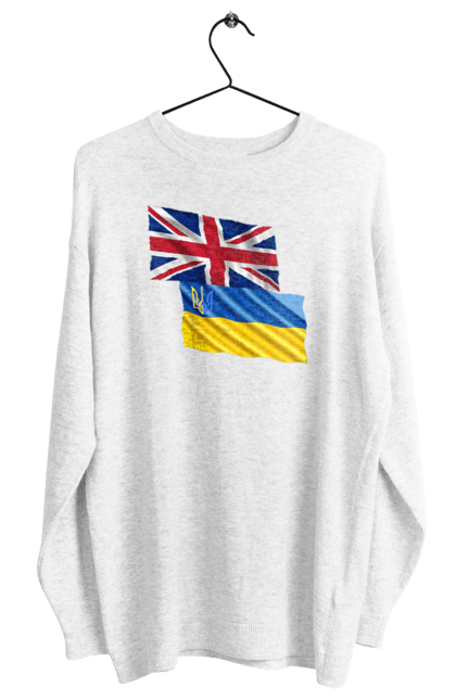 Women`s sweatshirt with prints Flag United Kingdom, Flag Ukraine, Support Ukraine. Flag united, flag united kingdom, global peace, great britain, kiev, national colors, national team, peace for ukraine, proud grandpa, support ukraine, ukraine, ukraine flag, ukraine war, united kingdom, war, zelensky. 2070702
