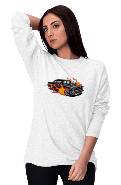 Women`s sweatshirt with prints Fire Machine. Car. 2070702