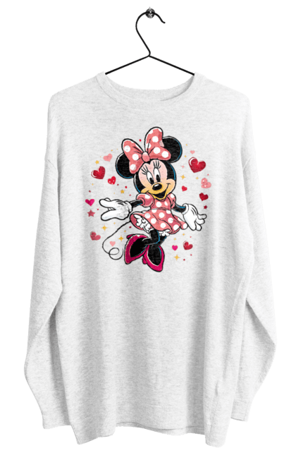 Світшот жіночий з принтом "Мінні Маус". Mickey mouse, minnie mouse, дісней, для дівчат, міккі, міккі маус, мінні маус, мультфільм. 2070702