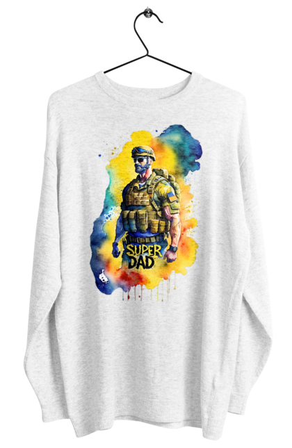 Світшот жіночий з принтом "Супер тато ЗСУ". День батька, день тата, зсу, люблю тата, супер, супер тато, супер тато зсу, тато, тато зсу, україна. 2070702