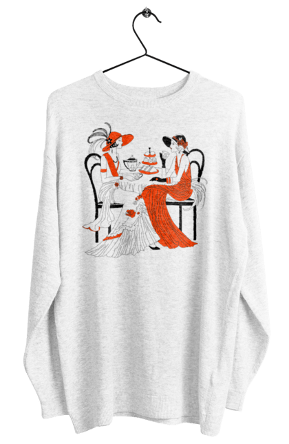 Світшот жіночий з принтом "Дами В Червоному". Дами, посиденьки, чаювання. 2070702