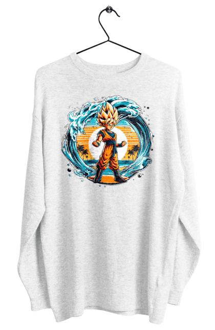 Women's sweatshirt with prints Dragon Ball Son Goku. Anime, dragon ball, goku, manga, son goku, tv series. 2070702