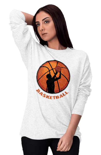 Світшот жіночий з принтом "Гра Баскетбол". Баскетбол, баскетболіст, гра баскетбо, фаворит. aslan