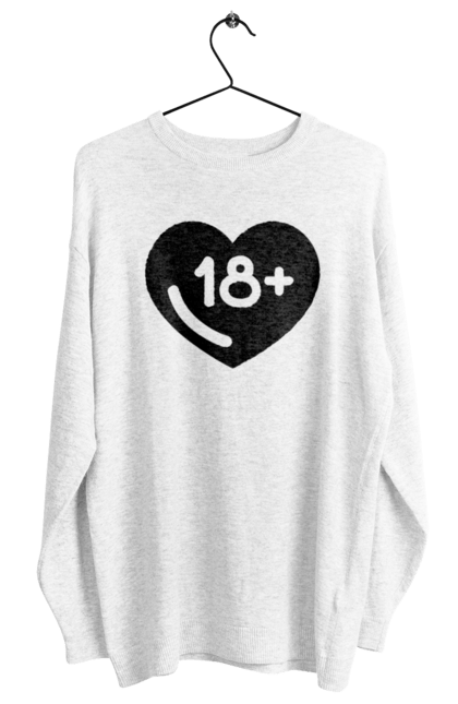 Women`s sweatshirt with prints 18+. 18+, black, heart, prohibition, sex. 2070702