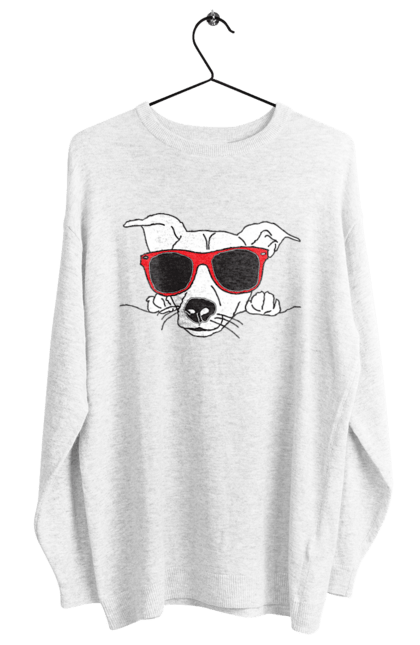 Світшот жіночий з принтом "Собака Визирає". Визирати, окуляри, собака. 2070702