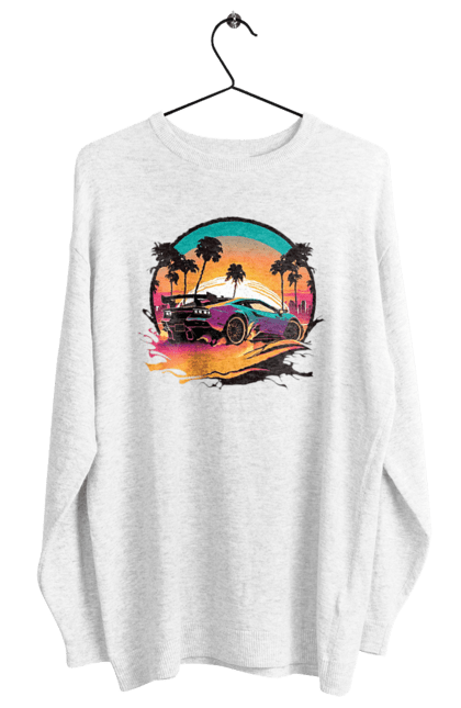 Світшот жіночий з принтом "Ламборджині Сінтвейв". Авто, автомобіль, ламба, ламборджині, машини, сінтвейв. 2070702