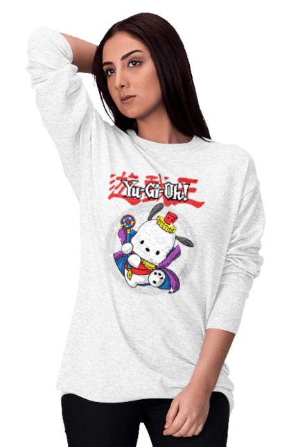 Women's sweatshirt with prints Yu Gi Oh! Pochacco. Brand, character, hello kitty, pochacco, yu gi oh, yugio. 2070702