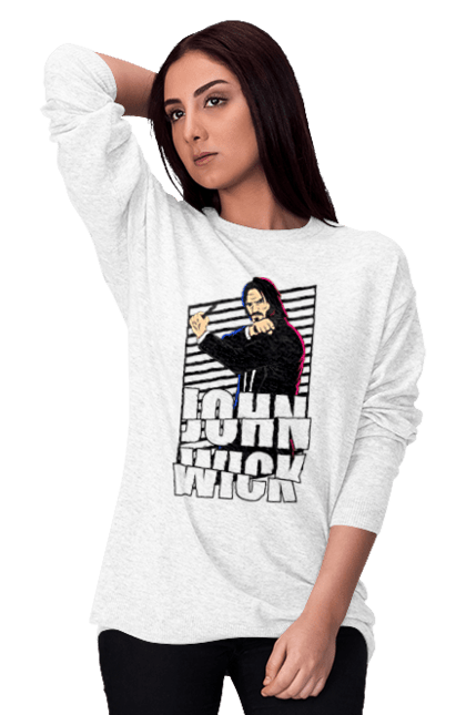 Women's sweatshirt with prints John Wick. Action movie, john wick, keanu reeves, killer, movie. 2070702