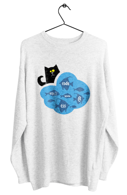 Світшот жіночий з принтом "Кіт програміст". Angular, c, css, html, it, javascript, jquery, php, python, react, svelt, vue, айтишник, айті, гумор, код, кодувати, прогер, програміст, програмісти, ти ж, ти ж програміст, тиж програміст. 2070702