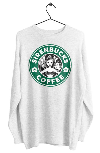 Світшот жіночий з принтом "Starbucks Русалонька". Дісней, кава, логотип, русалонька, старбакс. CustomPrint.market