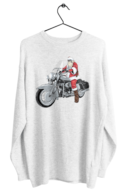 Світшот жіночий з принтом "Санта На Мотоциклі". Мотоцикл, новий рік, санта, свято. 2070702