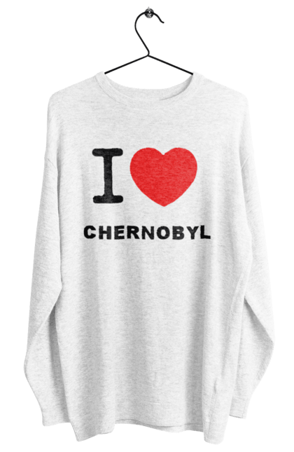 Men s sweatshirt in white with I love Chernobyl print 014da8 CustomPrint.market