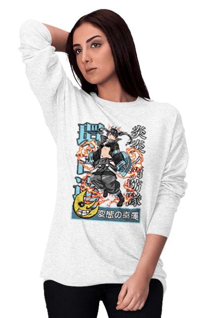 Women's sweatshirt with prints Fire Force Shinra Tamaki Kotatsu. Anime, fire force, firefighter, manga, tamaki kotatsu. 2070702