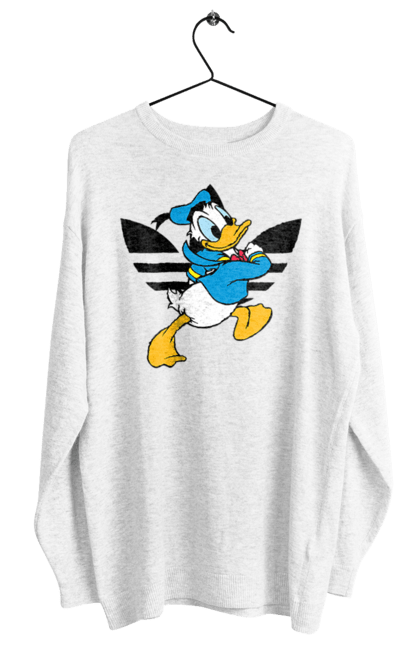 Свитшот женский с принтом Adidas Дональд Дак. Adidas, daisy duck, donald duck, адидас, дейзи дак, дональд дак, мультсериал, мультфильм. 2070702