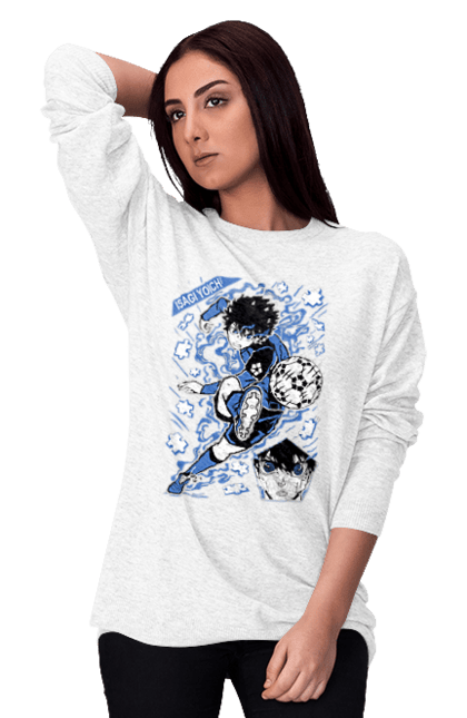 Women's sweatshirt with prints Blue Lock Isagi Yoichi. Anime, blue lock, blue prison, manga, sport, sports anime, yoichi isagi. 2070702