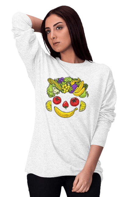 Women`s sweatshirt with prints Hls Smile. Healthy, smile, vegetable. 2070702