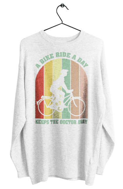 Світшот жіночий з принтом "Поїздка на велосипеді". Велопрогулянка, велосипед, здоровий спосіб життя, зож, поїздка на велосипеді. 2070702