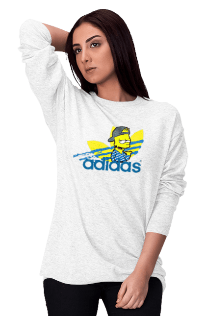 Світшот жіночий з принтом "Adidas Барт". Adidas, bart, адідас, барт, мультфільм, серіал, сімпсон. 2070702