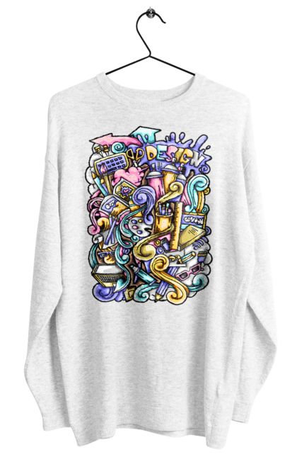 Світшот жіночий з принтом "Школа навчання". Зошит, калькулятор, канцелярія, навчання, олівець, ручка, школа. 2070702