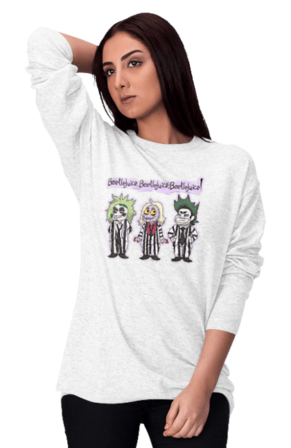 Women's sweatshirt with prints Beetlejuice. Beetlejuice, comedy, ghost, horror, movie, tim burton, warner bros. 2070702