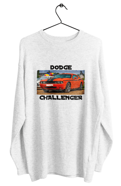 Women`s sweatshirt with prints Dodge challenger. Auto, car, classic car, cult car, dodge challenger, oil car, powerful car. 2070702