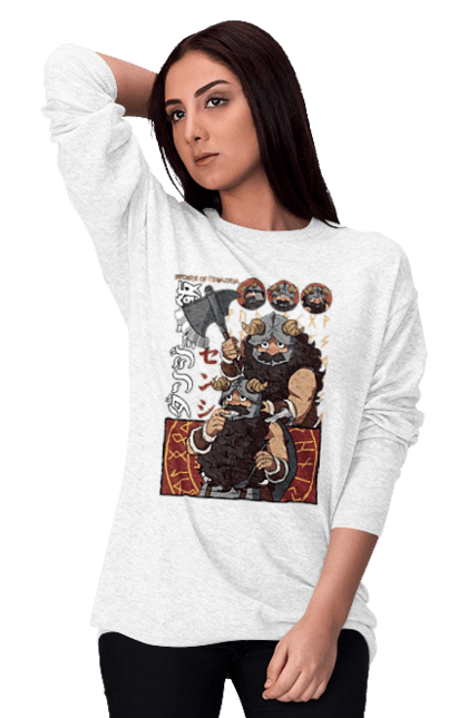 Women's sweatshirt with prints Danjon Meshi Senshi. Anime, danjon meshi, dungeon, dwarf, manga, senshi. 2070702