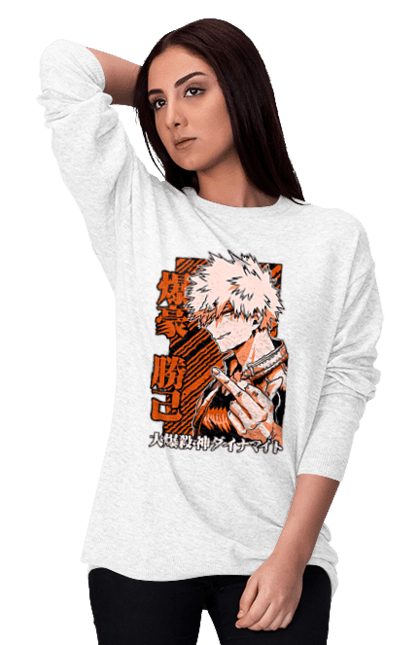 Світшот жіночий з принтом "Моя академія героїв Бакуго". Bakugo, katsuki, katsuki bakugo, my hero academia, академія юей, аніме, бакуго, кацукі бакуго, манга, моя геройська академія. 2070702