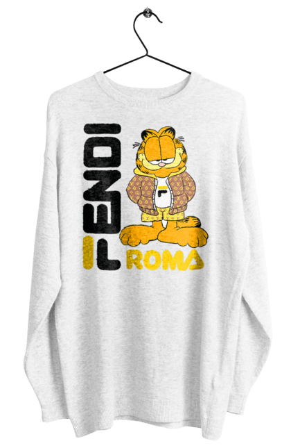 Світшот жіночий з принтом "Fendi Гарфілд". Fendi, garfield, бренд, будинок моди, гарфілд, італія, люкс, мода, сумка, фенді. 2070702