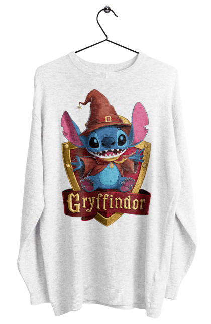 Свитшот женский с принтом Стич Гриффиндор. Gryffindor, harry potter, hogwarts, stich, гарри поттер, гриффиндор, стич, факультет, франшиза, хогвартс. 2070702