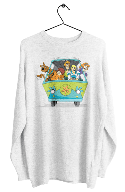 Світшот жіночий з принтом "Скубі Ду, Машина". Авто, мультик, скубі ду, собака. 2070702