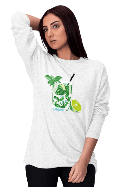 Women`s sweatshirt with prints Mojito And Lemon Drink. Drink, lemon, mojito. 2070702