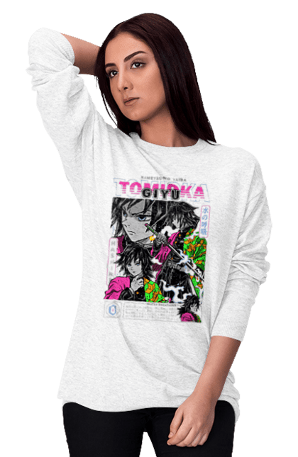 Women's sweatshirt with prints Demon Slayer Giyu. Anime, demon slayer, giyu, giyu tomioka, kimetsu no yaiba, manga, serial. 2070702