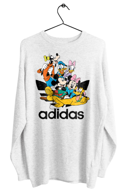 Свитшот женский с принтом Adidas Микки Маус. Adidas, mickey mouse, адидас, дисней, микки, микки маус, мультфильм. 2070702