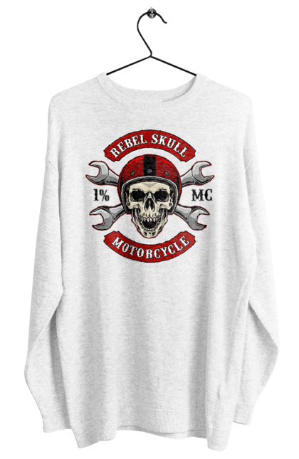 Світшот жіночий з принтом "череп мотолюбитель". Любитель, мотоцикл, череп, шолом. 2070702