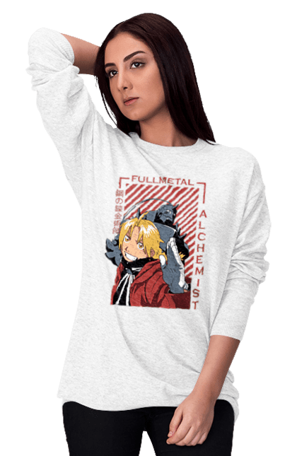 Women's sweatshirt with prints Fullmetal Alchemist. Adventures, alphonse elric, anime, edward elric, fullmetal alchemist, light novel, manga, steampunk. 2070702