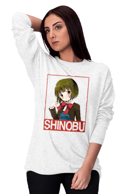 Women's sweatshirt with prints Kiniro Mosaic Shinobu Omiya. Anime, gold mosaic, kiniro mosaic, kinmoza, manga, shinobu, shinobu omiya. 2070702