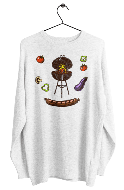 Women`s sweatshirt with prints Barbecue Sausage. Barbecue, fry, grill, sausage. 2070702