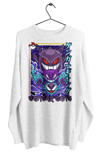 Women's sweatshirt with prints Pokemon Gengar. Anime, fushigibana, games, gengar, nintendo, pokemon, pokemon go. 2070702