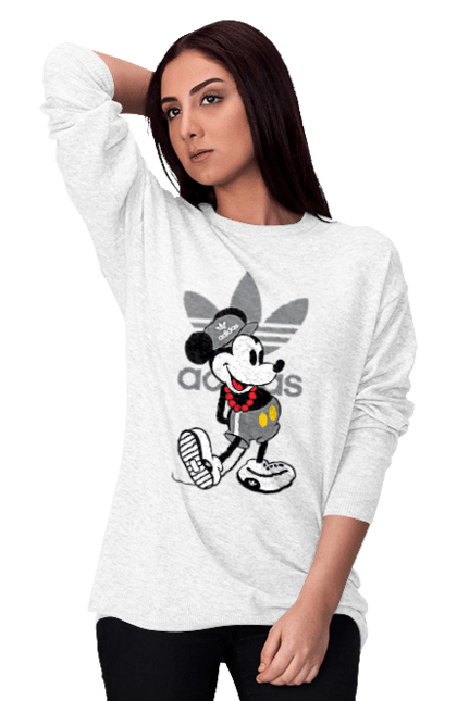 Women's sweatshirt with prints Adidas Mickey Mouse. Adidas, cartoon, disney, mickey, mickey mouse. 2070702