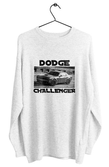 Світшот жіночий з принтом "Додж челенджер". Авто, автомобіль, американська легенда, додж челенджер, класичне авто, культовий автомобіль, масл кар, потужний автомобіль. 2070702