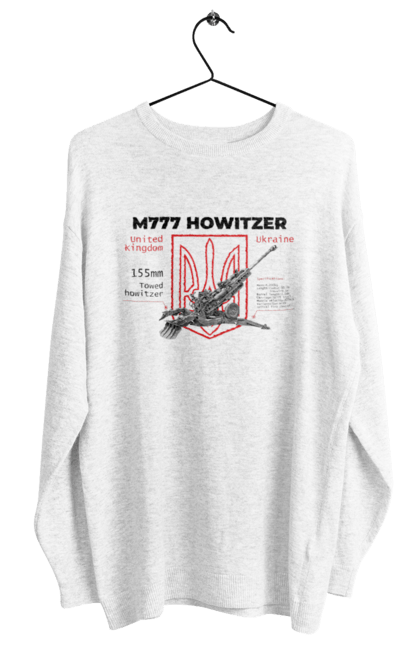 Світшот жіночий з принтом "155 мм гаубиця M777". Archer, bayraktar, himars, javelin, m777, patriot, weapon, zaluzhny, гаубиця. 2070702