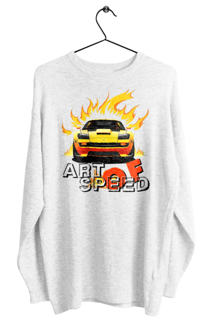 Світшот жіночий з принтом "Машина у вогні". Автомобіль, вогонь, спортивна машина, спортивний автомобіль, швидкість. 2070702