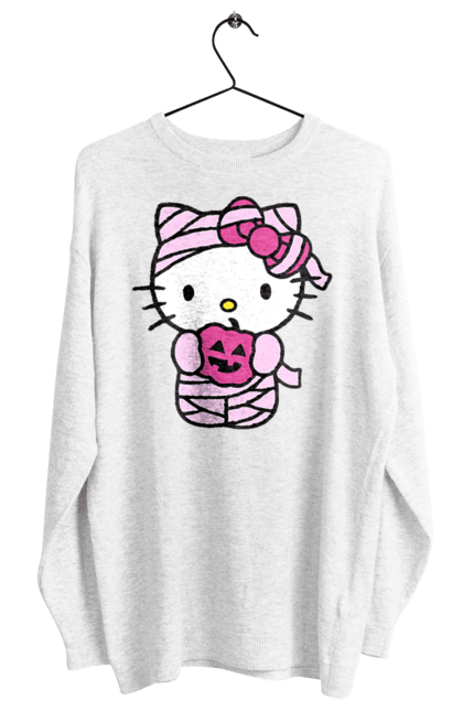 Світшот жіночий з принтом "Хелло Кітті Хелловін". Halloween, hello kitty, mummy, бренд, кіт, кошеня, мумія, персонаж, хелло кітті, хелловін. 2070702